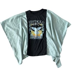 Fleetwood Mac Dreams Upcycled Band Tee Poncho Boho Festival Concert Kimono